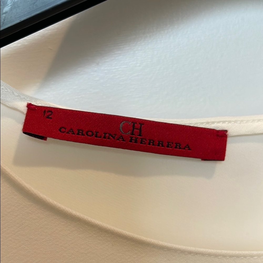 Carolina Herrera White Asymmetrical shirt size 12 - Picture 4 of 7